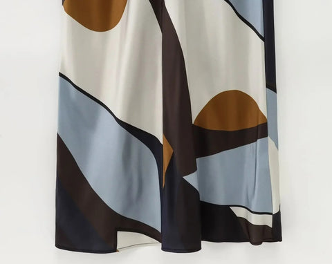 New Fashion Versatile Print Short-sleeved Long Midi Dress CODE: KAR4697