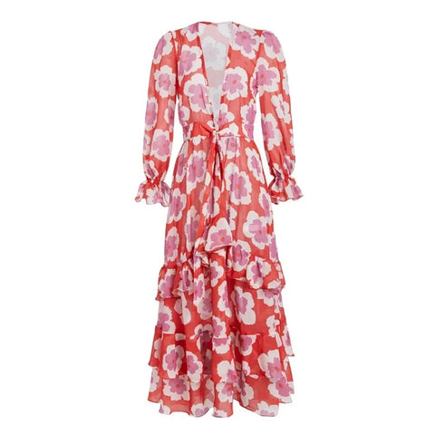 New Fashion Neck Printing Split Swimwear Set CODE: KAR4701