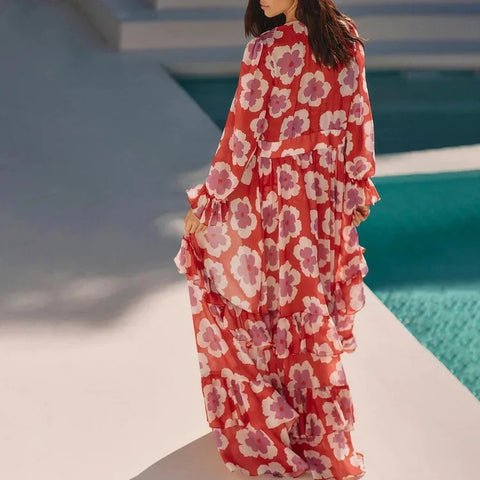 New Fashion Neck Printing Split Swimwear Set CODE: KAR4701