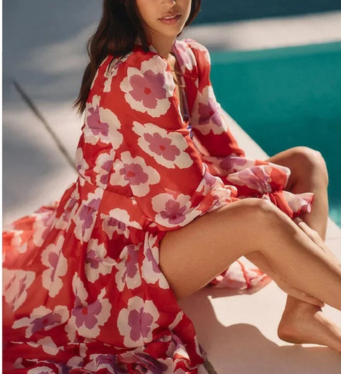 New Fashion Neck Printing Split Swimwear Set CODE: KAR4701