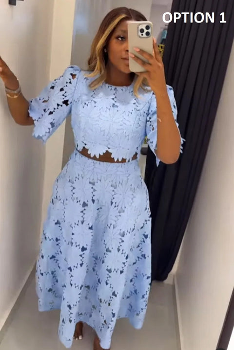 New Fashion Flower Tops And Skirts Two-piece Set CODE: KAR4702