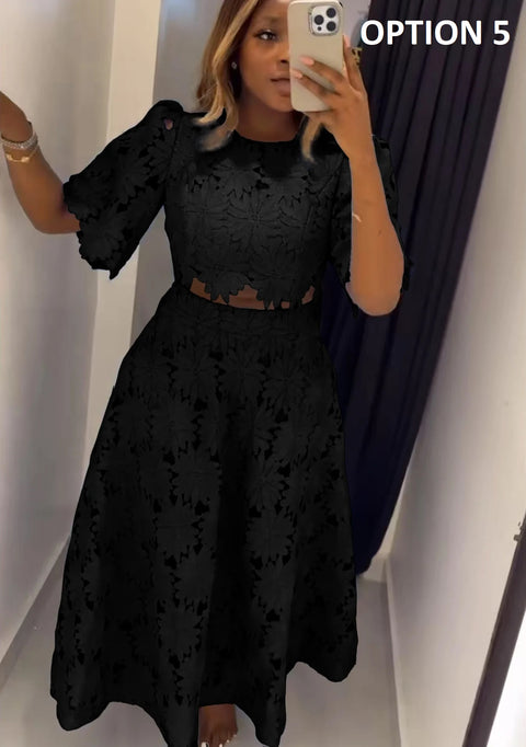 New Fashion Flower Tops And Skirts Two-piece Set CODE: KAR4702