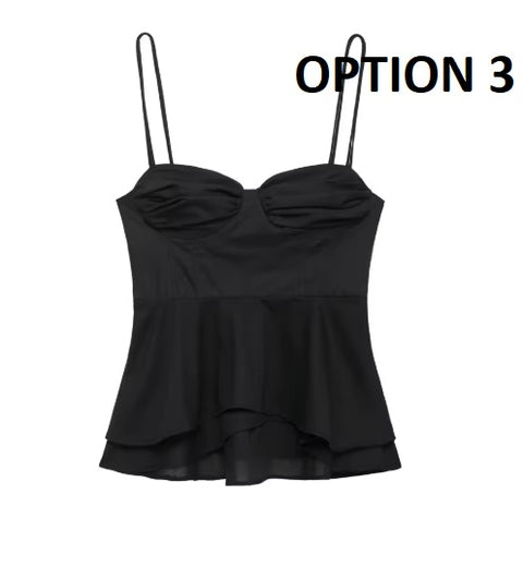 New Fashion Vest Solid Slim Off Shoulder Lace Up Pleated Backless Top CODE: KAR4704