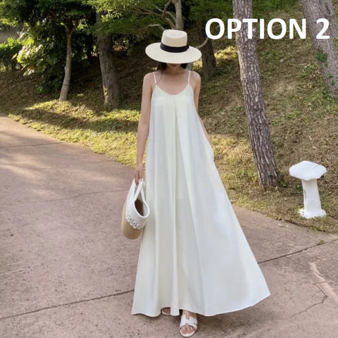 New Fashion Flowing Draped Linen Strap Dress CODE: KAR4707