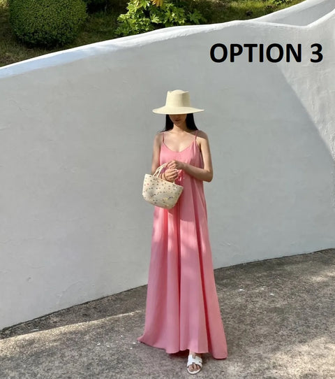 New Fashion Flowing Draped Linen Strap Dress CODE: KAR4707