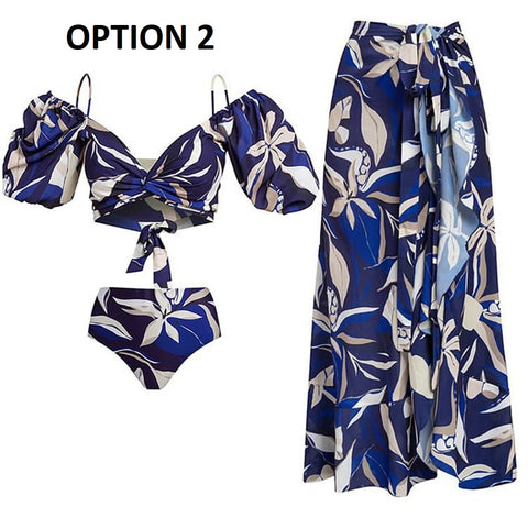 New fashion Ruffle Edge Hollow Strap Printed Swimsuit CODE: KAR4714