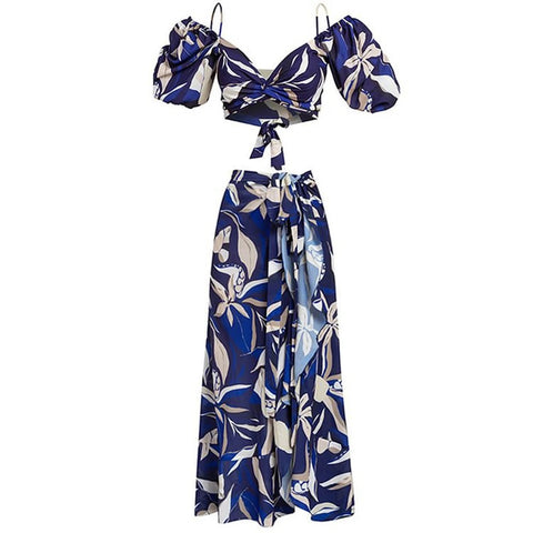 New fashion Ruffle Edge Hollow Strap Printed Swimsuit CODE: KAR4714