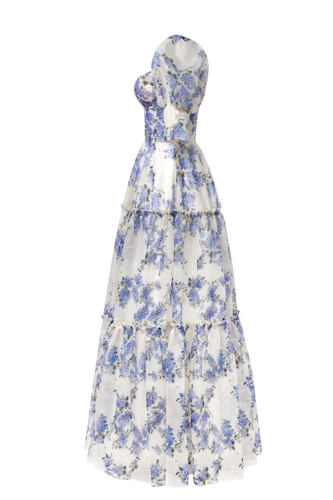 New Fashion Floral Layer Ruffle Floor Length Long Dress CODE: KAR4716