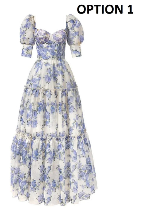 New Fashion Floral Layer Ruffle Floor Length Long Dress CODE: KAR4716