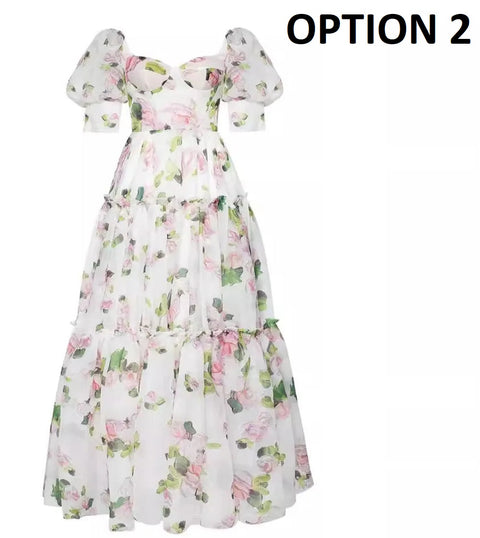 New Fashion Floral Layer Ruffle Floor Length Long Dress CODE: KAR4716