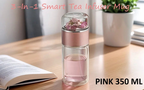 New 3-In-1 Smart Tea Infuser Double Layer Water Cup Separatio Glass CODE: KAR4723