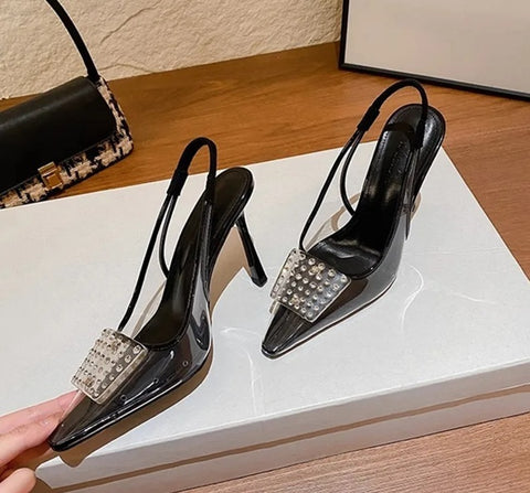 New Luxury Rhinestones Transparent High Party Heels CODE: KAR4724