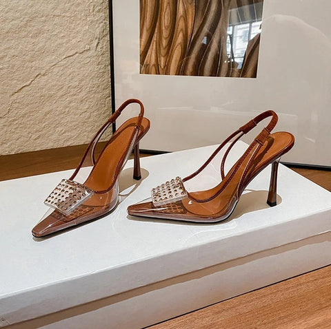 New Luxury Rhinestones Transparent High Party Heels CODE: KAR4724