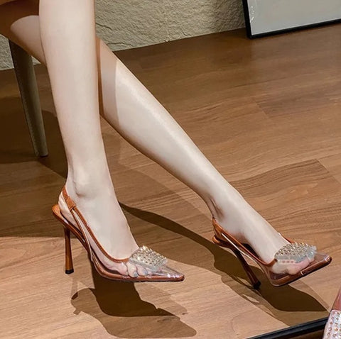 New Luxury Rhinestones Transparent High Party Heels CODE: KAR4724