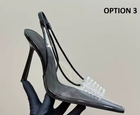 New Luxury Rhinestones Transparent High Party Heels CODE: KAR4724
