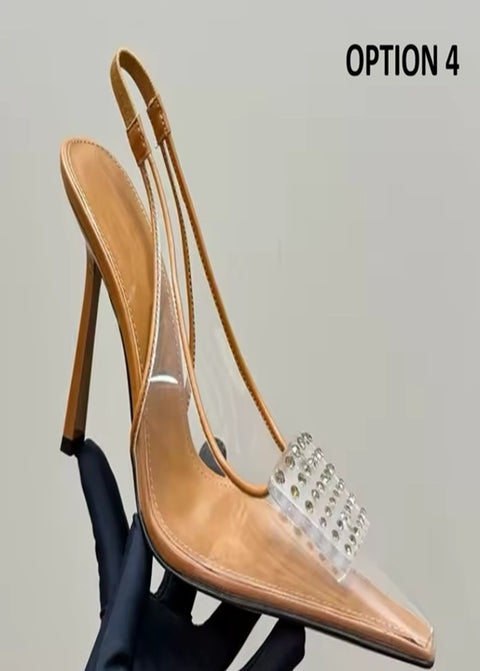 New Luxury Rhinestones Transparent High Party Heels CODE: KAR4724