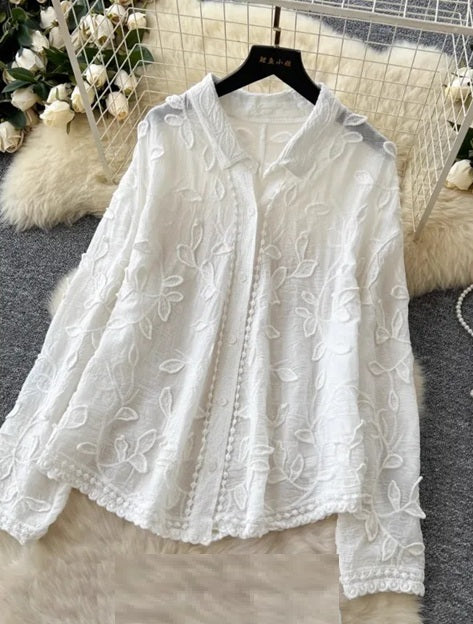 New Embroidered Loose Long Sleeved Cardigan Two Piece Set CODE: KAR4725