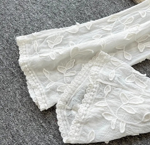 New Embroidered Loose Long Sleeved Cardigan Two Piece Set CODE: KAR4725