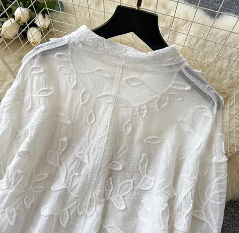 New Embroidered Loose Long Sleeved Cardigan Two Piece Set CODE: KAR4725