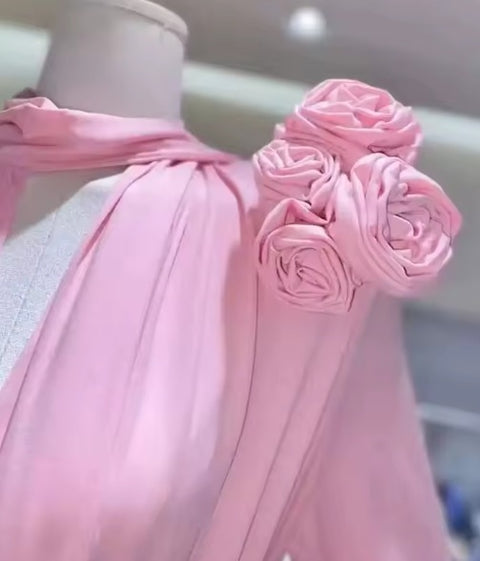 New Stand Collar Flare Sleeve Side Slit Pleated Long Dress CODE: KAR4726