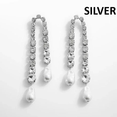 New Long Chain Tassel Drop Earirng with Pearl Pendat Earrings CODE: KAR4730