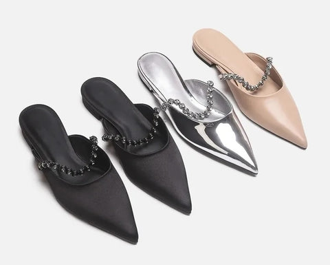 New Exquisite Pointed Tip Mule Shoes Luxury Baotou Casual Slippers CODE: KAR4735
