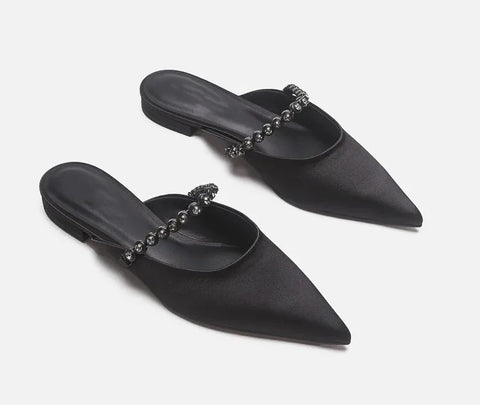 New Exquisite Pointed Tip Mule Shoes Luxury Baotou Casual Slippers CODE: KAR4735