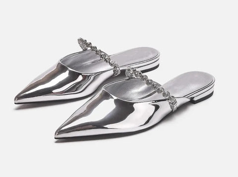 New Exquisite Pointed Tip Mule Shoes Luxury Baotou Casual Slippers CODE: KAR4735