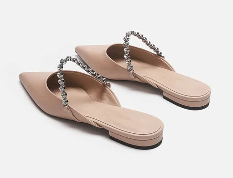 New Exquisite Pointed Tip Mule Shoes Luxury Baotou Casual Slippers CODE: KAR4735