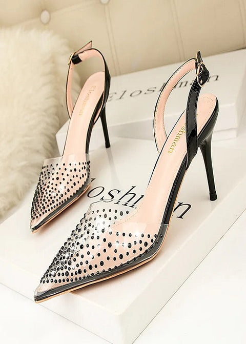 New Simple Pointed Shallow Mouth Transparent rhinestone High Heels CODE: KAR4747
