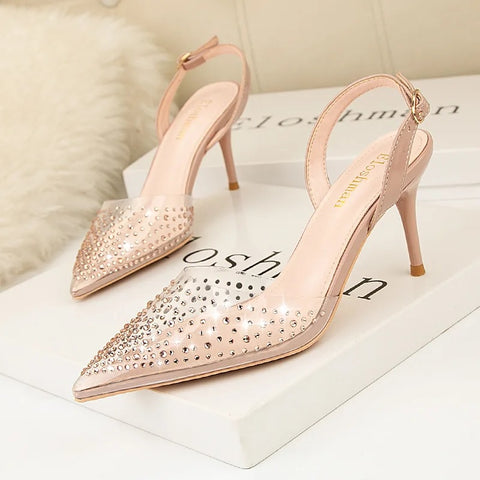 New Simple Pointed Shallow Mouth Transparent rhinestone High Heels CODE: KAR4747