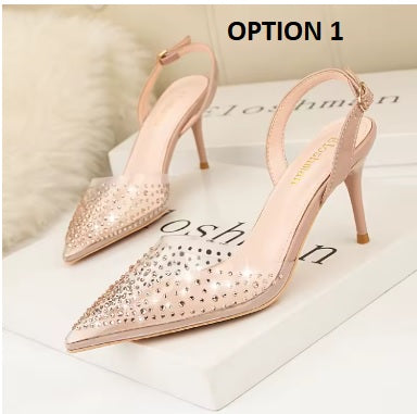 New Simple Pointed Shallow Mouth Transparent rhinestone High Heels CODE: KAR4747