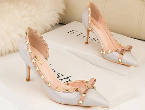 New Sweet Bowknot Hollow Shallow Pumps Party Pointed Toe High Heels CODE: KAR4754