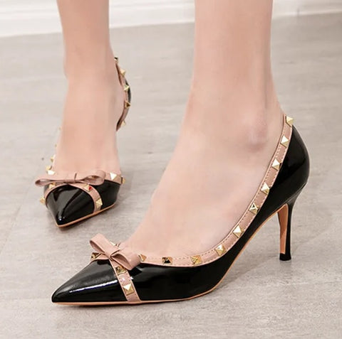 New Sweet Bowknot Hollow Shallow Pumps Party Pointed Toe High Heels CODE: KAR4754