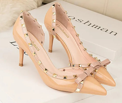 New Sweet Bowknot Hollow Shallow Pumps Party Pointed Toe High Heels CODE: KAR4754