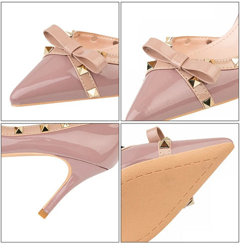 New Sweet Bowknot Hollow Shallow Pumps Party Pointed Toe High Heels CODE: KAR4754