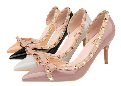 New Sweet Bowknot Hollow Shallow Pumps Party Pointed Toe High Heels CODE: KAR4754