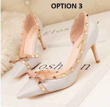 New Sweet Bowknot Hollow Shallow Pumps Party Pointed Toe High Heels CODE: KAR4754