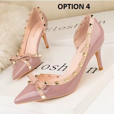 New Sweet Bowknot Hollow Shallow Pumps Party Pointed Toe High Heels CODE: KAR4754