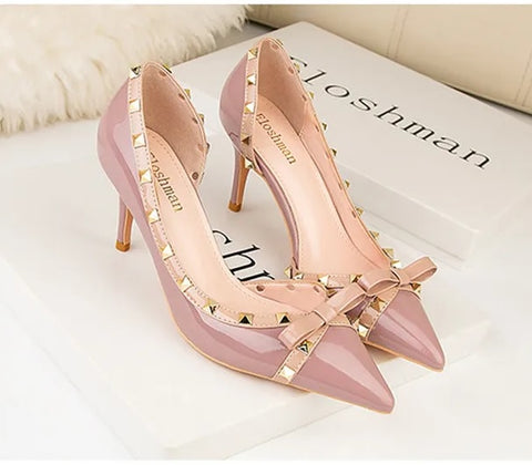 New Sweet Bowknot Hollow Shallow Pumps Party Pointed Toe High Heels CODE: KAR4754
