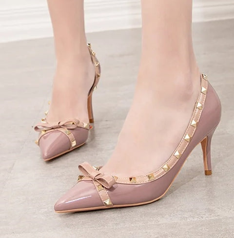 New Sweet Bowknot Hollow Shallow Pumps Party Pointed Toe High Heels CODE: KAR4754