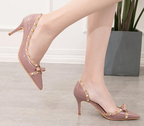 New Sweet Bowknot Hollow Shallow Pumps Party Pointed Toe High Heels CODE: KAR4754