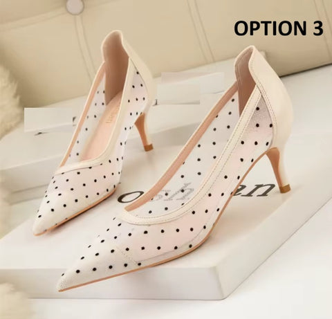 New Sexy Polka Dot Pointed Toe Comfort Thin Heels CODE: KAR4755