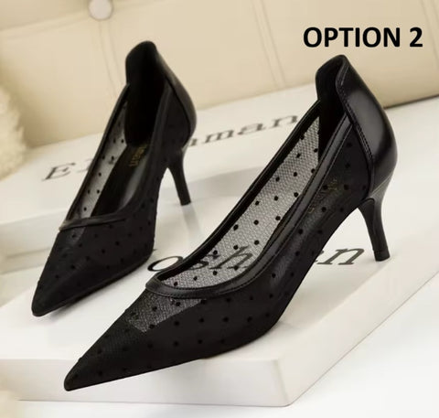 New Sexy Polka Dot Pointed Toe Comfort Thin Heels CODE: KAR4755