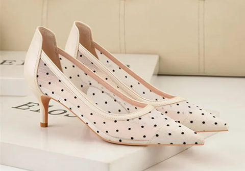 New Sexy Polka Dot Pointed Toe Comfort Thin Heels CODE: KAR4755