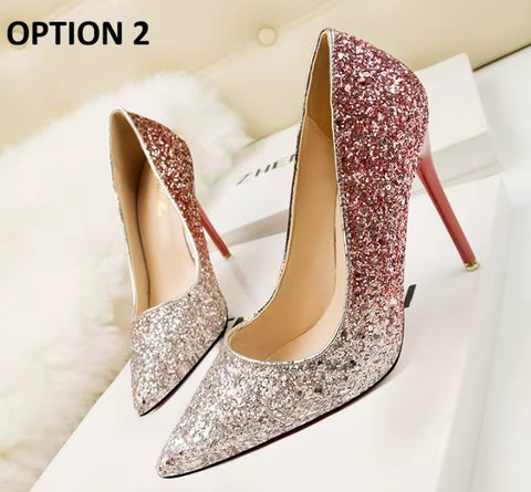 New pointed toe shallow side sequin wedding high-heeled Sandal CODE: KAR4756