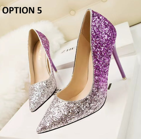 New pointed toe shallow side sequin wedding high-heeled Sandal CODE: KAR4756