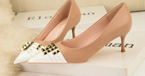 New Pointed Tip Rivets Designer High Heels CODE: KAR4760