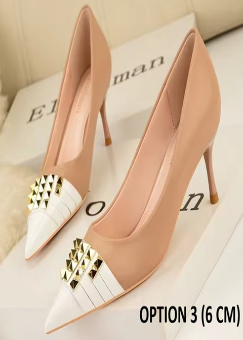 New Pointed Tip Rivets Designer High Heels CODE: KAR4760
