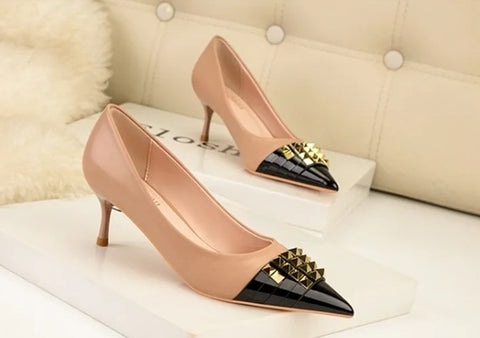 New Pointed Tip Rivets Designer High Heels CODE: KAR4760